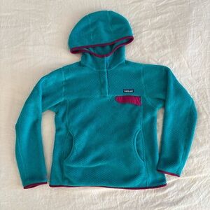 Patagonia Re-Tool Snap Hoodie Fleece Pullover Women’s Small Turquoise/Magenta